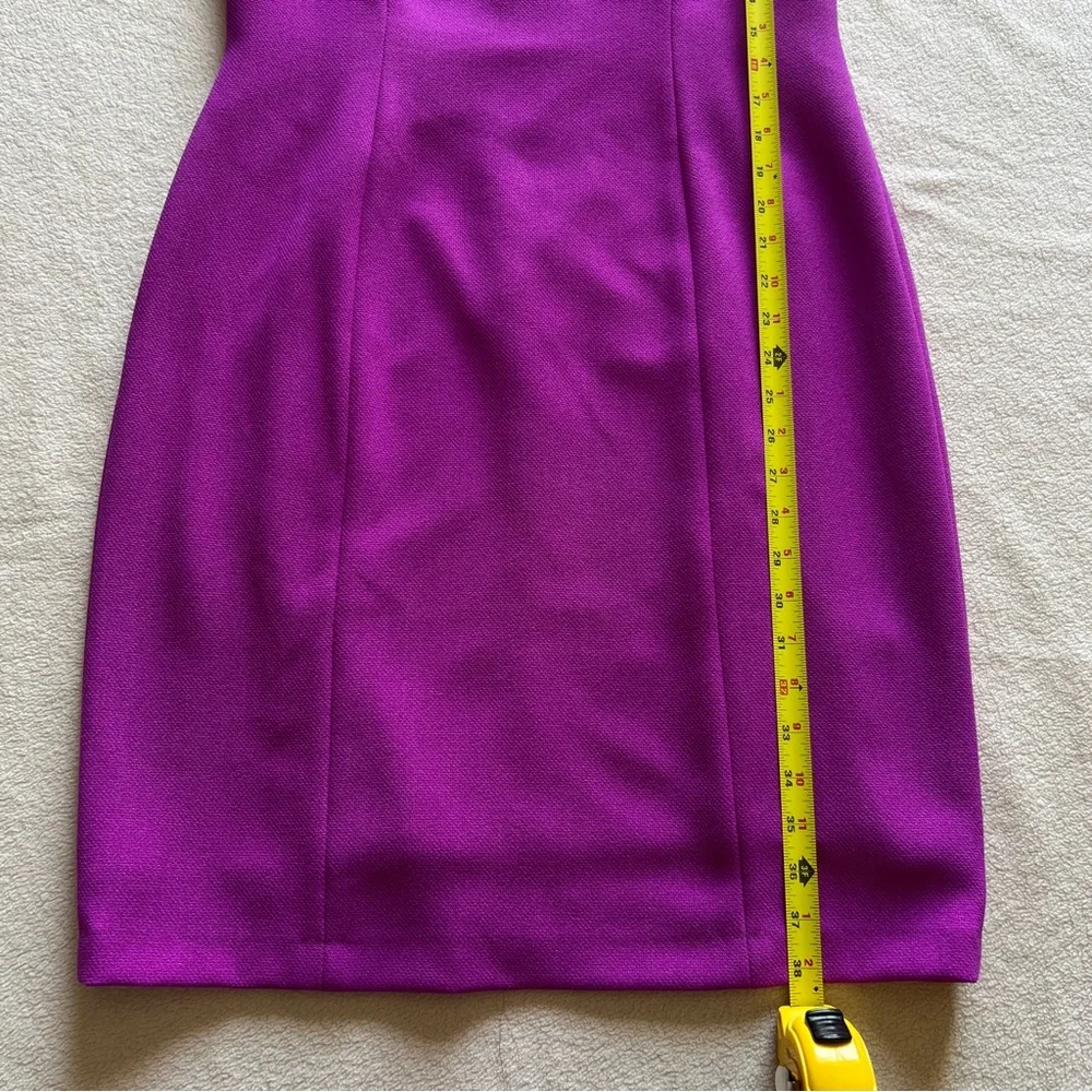 Antonio Melani Tailored Sheath Dress Size 10 Purple Ruffle Off-Shoulder - Picture 13 of 15